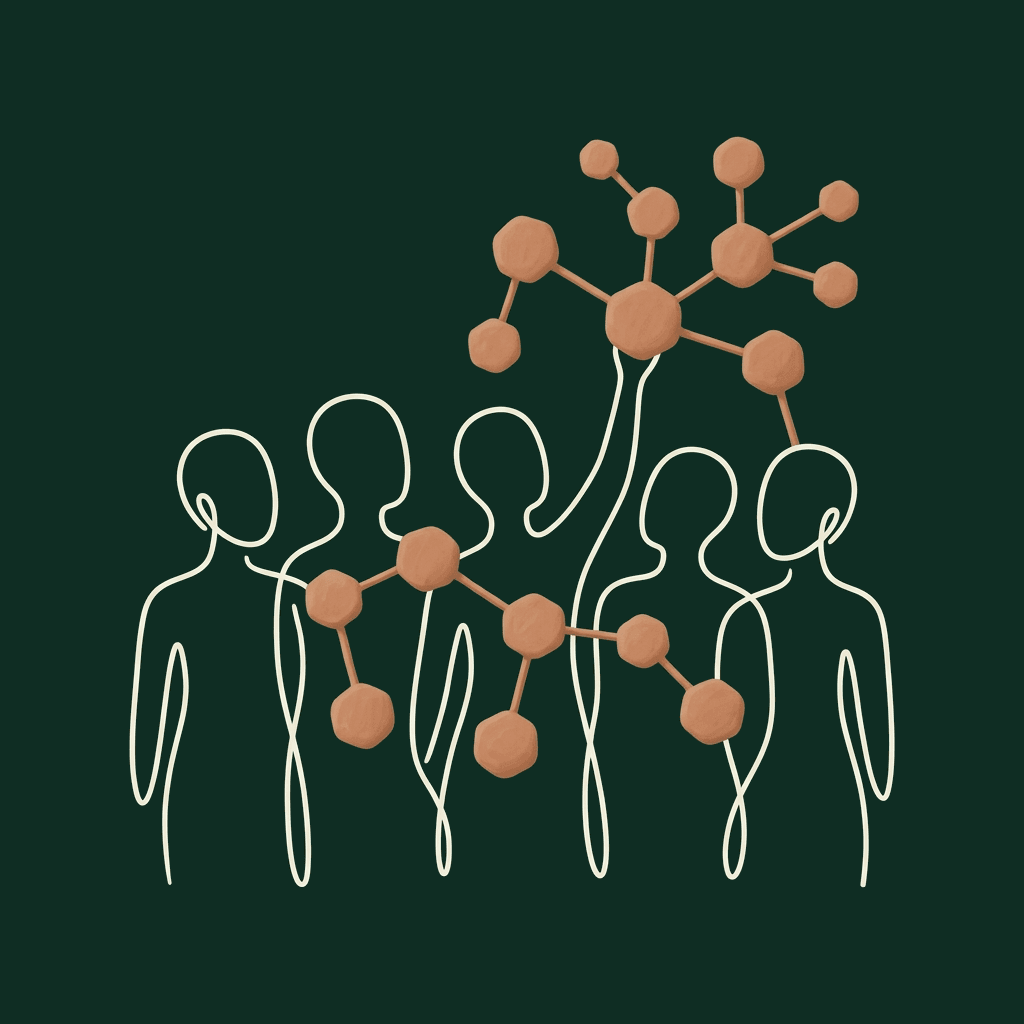 People connected by a network, illustrating community agency